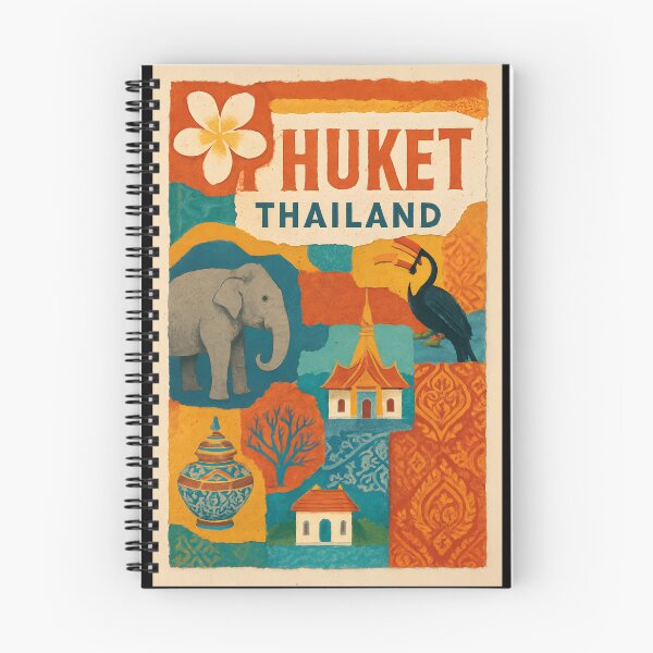 Item preview, Phuket Culture Collage Travel Poster - Thai Silk & Elephants designed and sold by Cosmopolis.