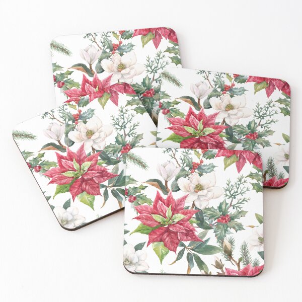 Item preview, Red Floral Watercolor Christmas  designed and sold by ArtisticFerns.