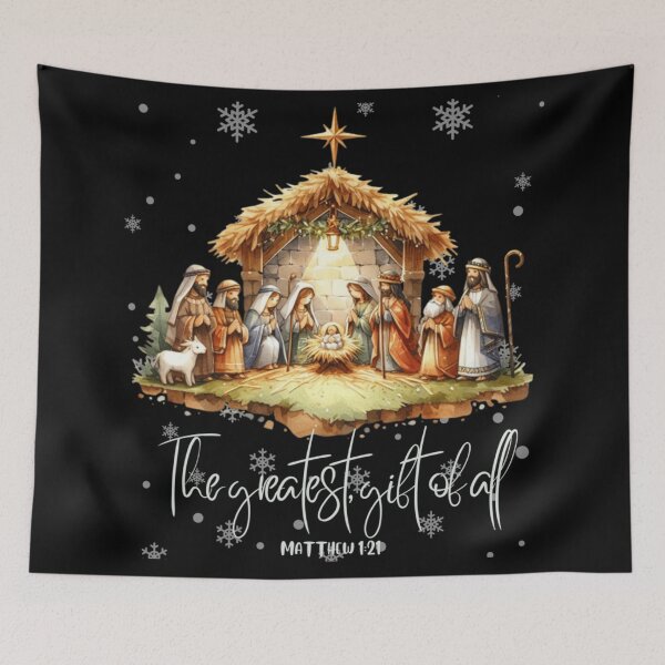 Item preview, Watercolor Nativity Scene The Greatest Gift Of All Religious Art designed and sold by YubitaLeLe.