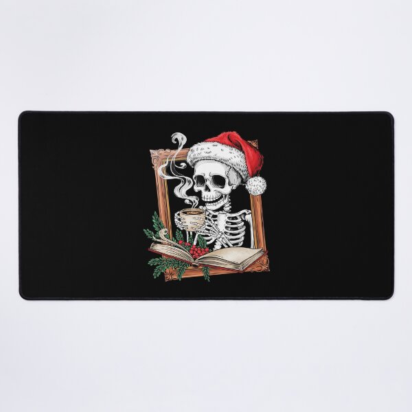 Item preview, Skeleton Santa Hat Reading Book Coffee Christmas Bookworm designed and sold by CombatTask.