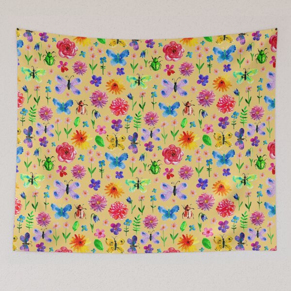 Item preview, Summer pattern with butterfly, beetle, flowers. designed and sold by bokasin.
