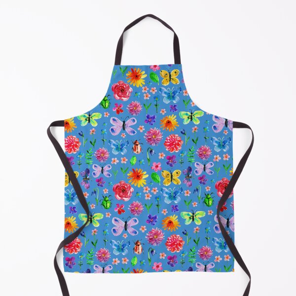Item preview, Summer pattern with butterfly, beetle, flowers on blue. designed and sold by bokasin.
