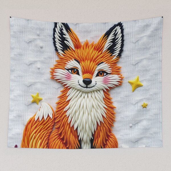 Item preview, Scandinavian Embroidered Fox – Cozy Snowy Forest Design designed and sold by MiraLumeStudio.