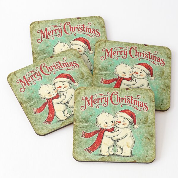 Item preview, Vintage Merry Christmas: Cute Snowman & Retro Baby Doll Hug designed and sold by Hen-C-Art.