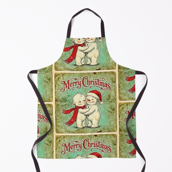 Item preview, Vintage Merry Christmas: Cute Snowman & Retro Baby Doll Hug designed and sold by Hen-C-Art.