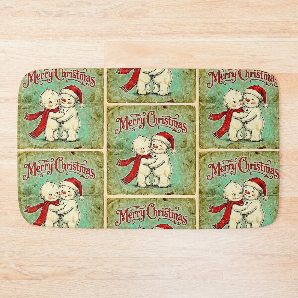 Item preview, Vintage Merry Christmas: Cute Snowman & Retro Baby Doll Hug designed and sold by Hen-C-Art.