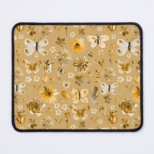 Item preview, Summer pattern with butterfly, beetle, flowers in yellow. designed and sold by bokasin.