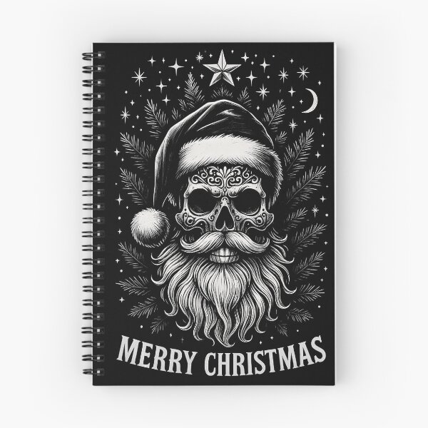 Item preview, Merry Christmas Skull Santa Shirt – White Ink on Black Riso Print Horror Holiday Tee designed and sold by WAUZ.