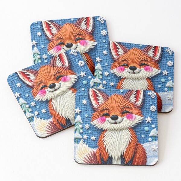 Item preview, Nordic Embroidery Fox – Cute Winter Woodland Art designed and sold by MiraLumeStudio.