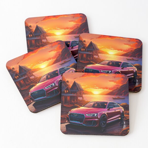 Item preview, Fiery clouds reflect off a sleek street car by the bay designed and sold by RevUpDesign.