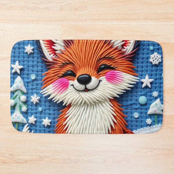 Item preview, Nordic Embroidery Fox – Cute Winter Woodland Art designed and sold by MiraLumeStudio.