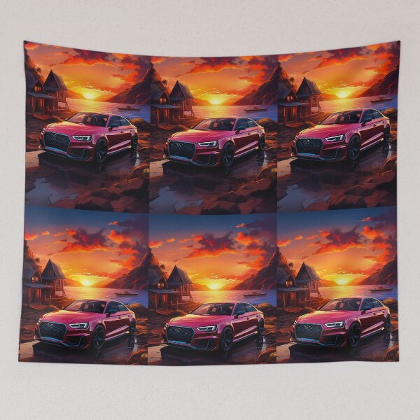 Item preview, Fiery clouds reflect off a sleek street car by the bay designed and sold by RevUpDesign.