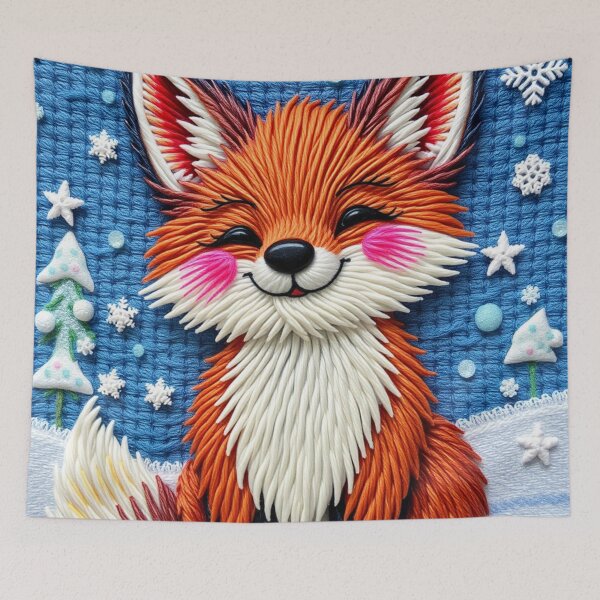 Item preview, Nordic Embroidery Fox – Cute Winter Woodland Art designed and sold by MiraLumeStudio.