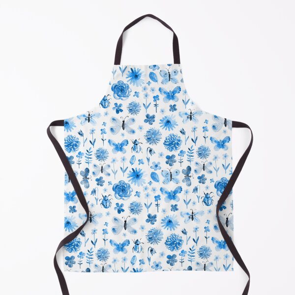 Item preview, Summer pattern with butterfly, beetle, flowers in blue. designed and sold by bokasin.