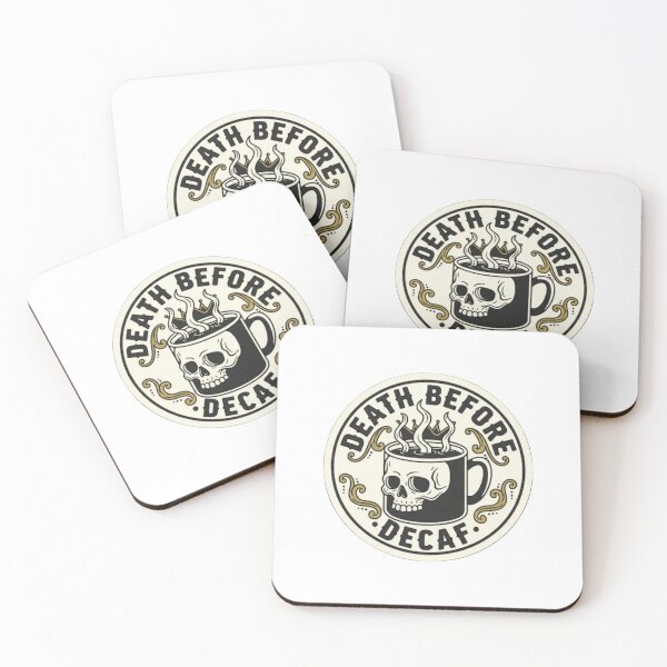 Item preview, Death Before Decaf - Coffee Skull Mug Sticker designed and sold by Ayarachi.