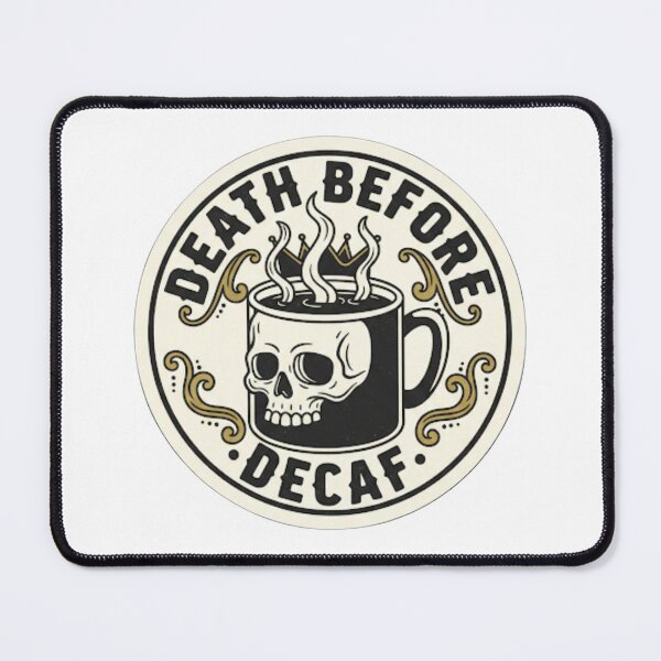 Item preview, Death Before Decaf - Coffee Skull Mug Sticker designed and sold by Ayarachi.