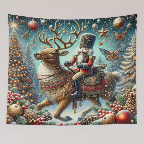 Item preview, Christmas Nutcracker Riding a Reindeer designed and sold by M-Y-A-R-T-.