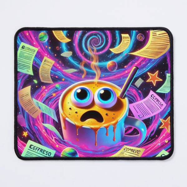 Item preview, Cosmic Coffee Panic – Surreal Espresso Chaos Art designed and sold by ComedyInkFactor.