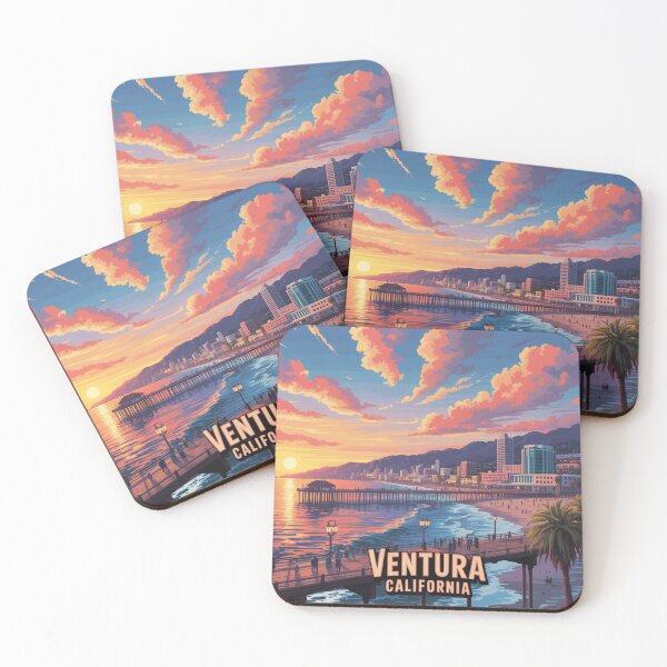 Item preview, Ventura California - Sunset Pier Illustration designed and sold by CircinusStore.