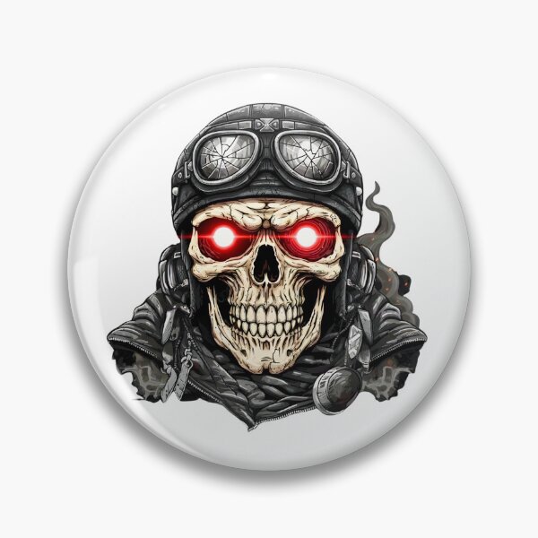 Item preview, Evil Rider Skull with Red Eyes and Goggles designed and sold by CharlieDesings.