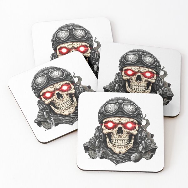 Item preview, Evil Rider Skull with Red Eyes and Goggles designed and sold by CharlieDesings.
