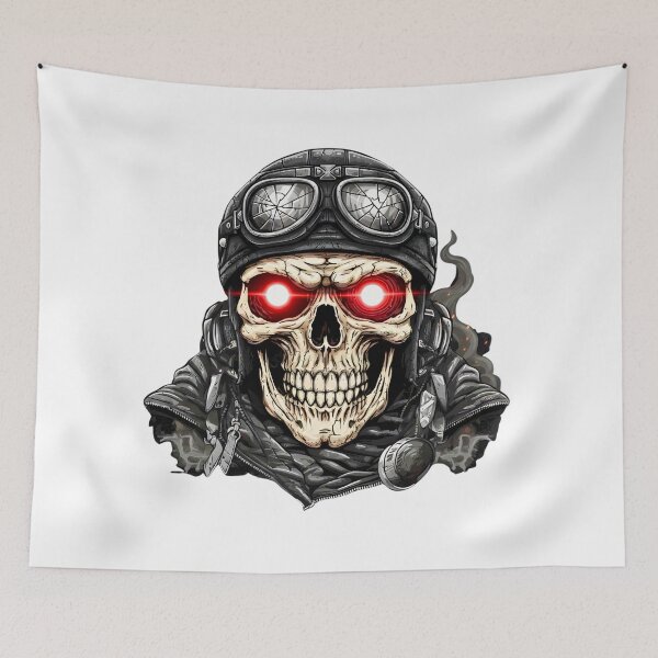 Item preview, Evil Rider Skull with Red Eyes and Goggles designed and sold by CharlieDesings.