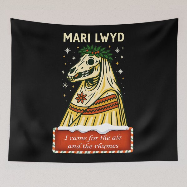Item preview, Funny Retro Folklore Skeleton Horse Mari Lwyd Yule Christmas  designed and sold by JEFDodsonArt.