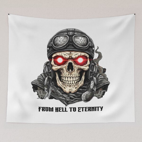 Item preview, Evil Rider Skull with Red Eyes and Goggles - From Hell to Eternity designed and sold by CharlieDesings.