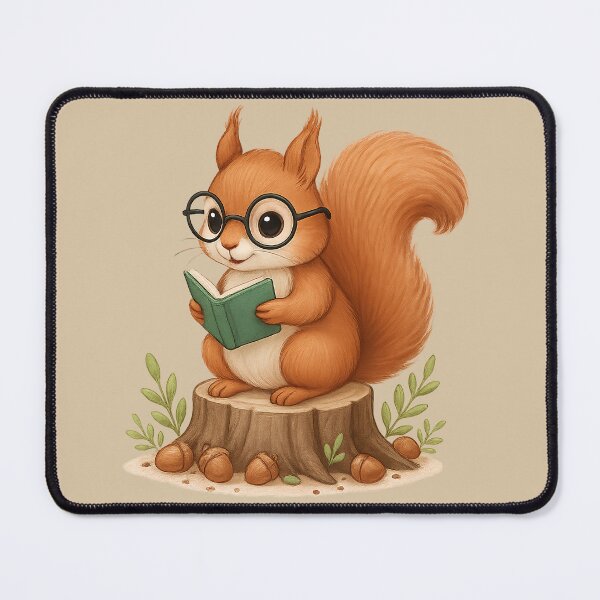 Item preview, Reading Squirrel with Glasses | Cute Vintage Illustration | Traveling Anthropomorphic Animal | Storybook designed and sold by DakotaPoppin.