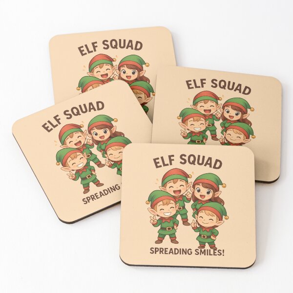 Item preview, Elf Squad Spreading Smiles by Modern Mojo | Cute Christmas Elves Art | Festive Holiday Team Design designed and sold by Modern-Mojo.