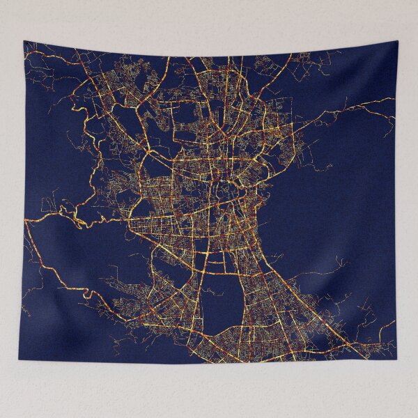 Item preview, Sanaa, Yemen Map - City At Night designed and sold by deMAP.