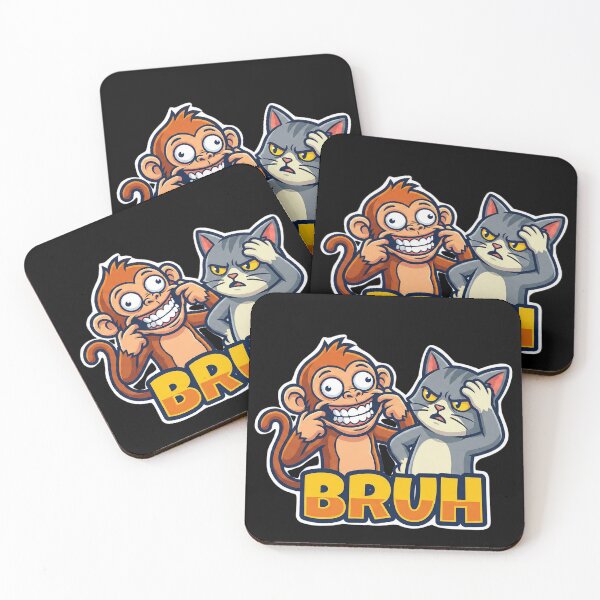 Item preview, Funny Monkey and Cat “BRUH” Mascot Design – Hilarious Cartoon Expression Sticke designed and sold by FluffinCool.