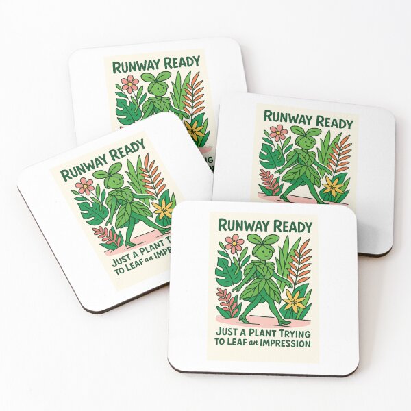 Artikelvorschau, Runway Ready Pflanzenaufkleber – Lustiges botanisches Mode-Wortspiel-Design entworfen und verkauft von WhimsyByPaul.redbubble.com.
