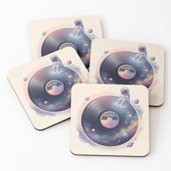 Item preview, Cosmic Sound Sticker – Astronaut Vinyl Record Space Art designed and sold by AbstractAuraArt.