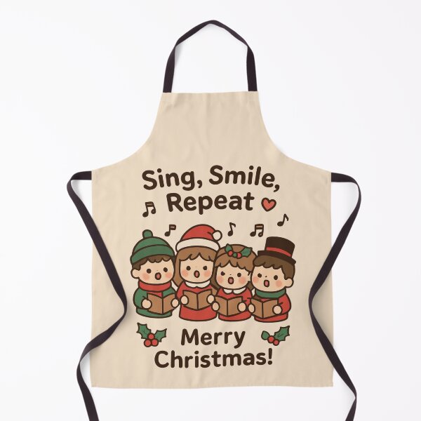 Item preview, Sing Smile Repeat Merry Christmas by Modern Mojo | Cute Carolers Christmas Art | Festive Holiday Choir Design designed and sold by Modern-Mojo.