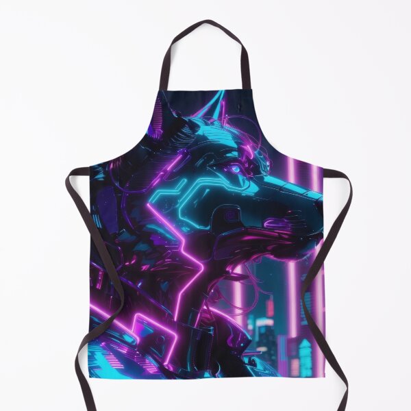 Item preview, Neon Cyber Wolf Sentinel — Futuristic Synthwave Cyberpunk Guardian Art designed and sold by Visualynx.