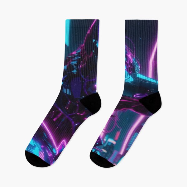 Item preview, Neon Cyber Wolf Sentinel — Futuristic Synthwave Cyberpunk Guardian Art designed and sold by Visualynx.