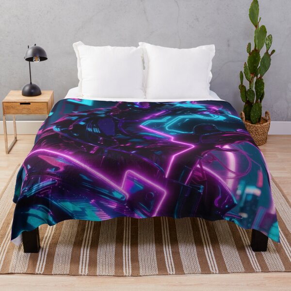Item preview, Neon Cyber Wolf Sentinel — Futuristic Synthwave Cyberpunk Guardian Art designed and sold by Visualynx.