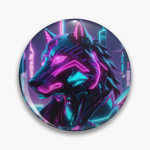 Item preview, Neon Cyber Wolf Sentinel — Futuristic Synthwave Cyberpunk Guardian Art designed and sold by Visualynx.