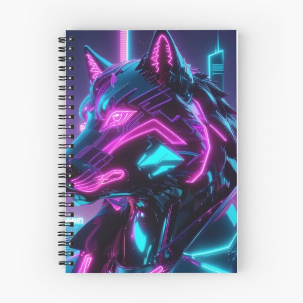Item preview, Neon Cyber Wolf Sentinel — Futuristic Synthwave Cyberpunk Guardian Art designed and sold by Visualynx.