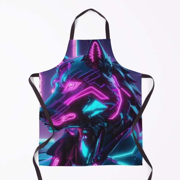 Item preview, Neon Cyber Wolf Sentinel — Futuristic Synthwave Cyberpunk Guardian Art designed and sold by Visualynx.