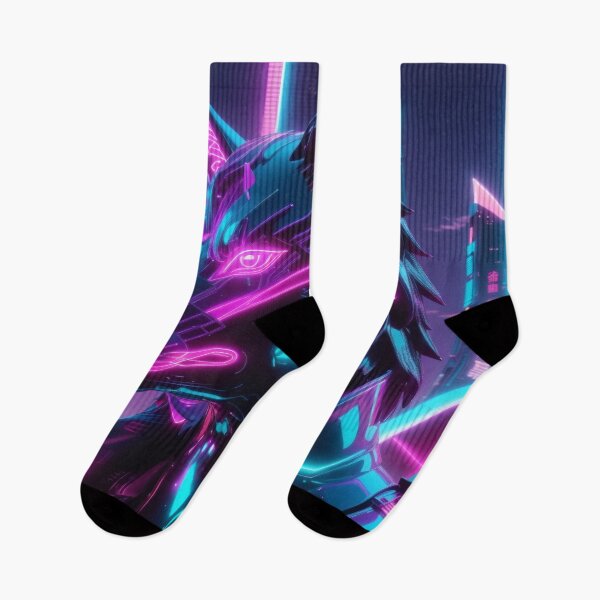 Item preview, Neon Cyber Wolf Sentinel — Futuristic Synthwave Cyberpunk Guardian Art designed and sold by Visualynx.