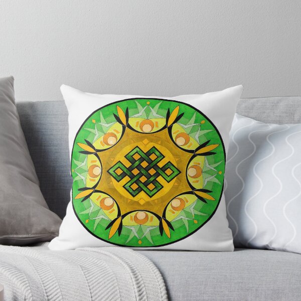 Item preview, Samsara Knot Mandala – Green & Gold Renewal designed and sold by Portal Mandalas.