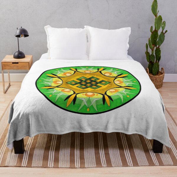 Item preview, Samsara Knot Mandala – Green & Gold Renewal designed and sold by Portal Mandalas.