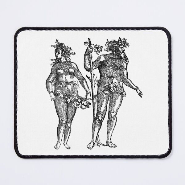 Item preview, 'Wild Man & Wild Woman' Hans Guldenmond Woodcut (black) designed and sold by Larkwort.
