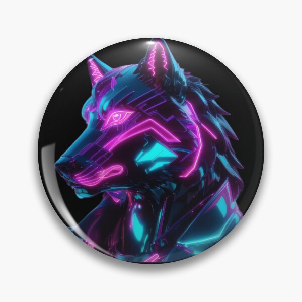 Item preview, Neon Cyber Wolf Sentinel — Futuristic Synthwave Cyberpunk Guardian Art designed and sold by Visualynx.