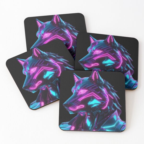 Item preview, Neon Cyber Wolf Sentinel — Futuristic Synthwave Cyberpunk Guardian Art designed and sold by Visualynx.