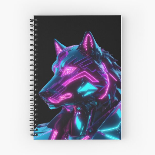 Item preview, Neon Cyber Wolf Sentinel — Futuristic Synthwave Cyberpunk Guardian Art designed and sold by Visualynx.