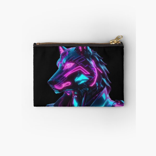 Item preview, Neon Cyber Wolf Sentinel — Futuristic Synthwave Cyberpunk Guardian Art designed and sold by Visualynx.