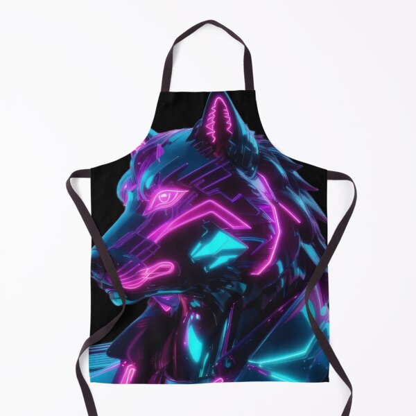 Item preview, Neon Cyber Wolf Sentinel — Futuristic Synthwave Cyberpunk Guardian Art designed and sold by Visualynx.